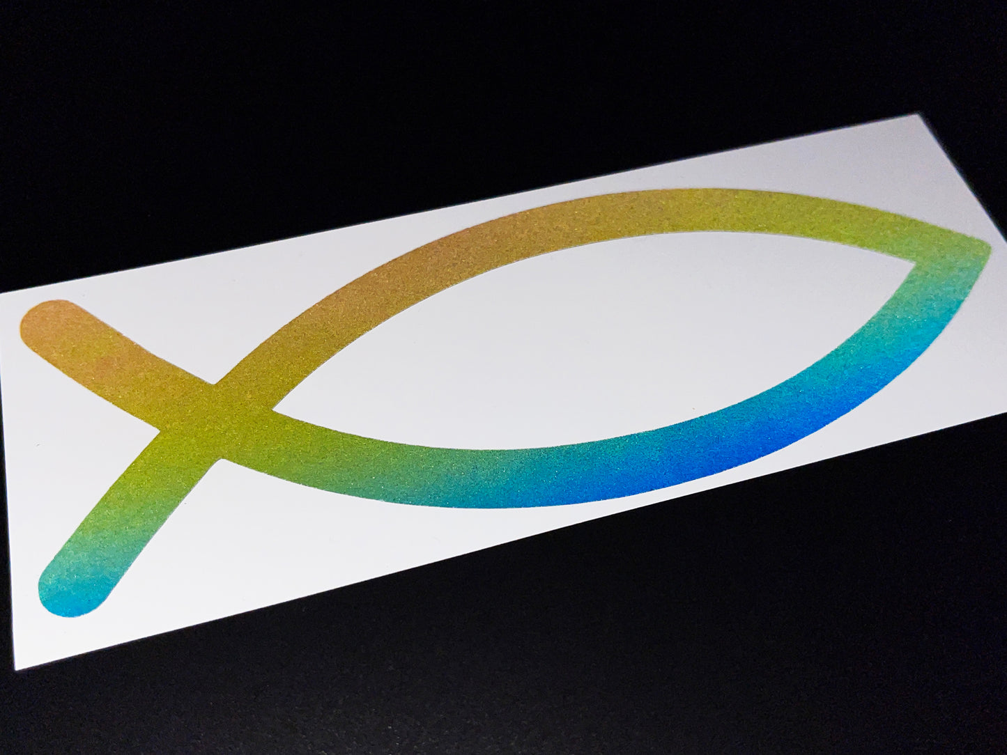 Jesus Fish Ichthys (Large) Reflective Rainbow Bright Bike Stickers