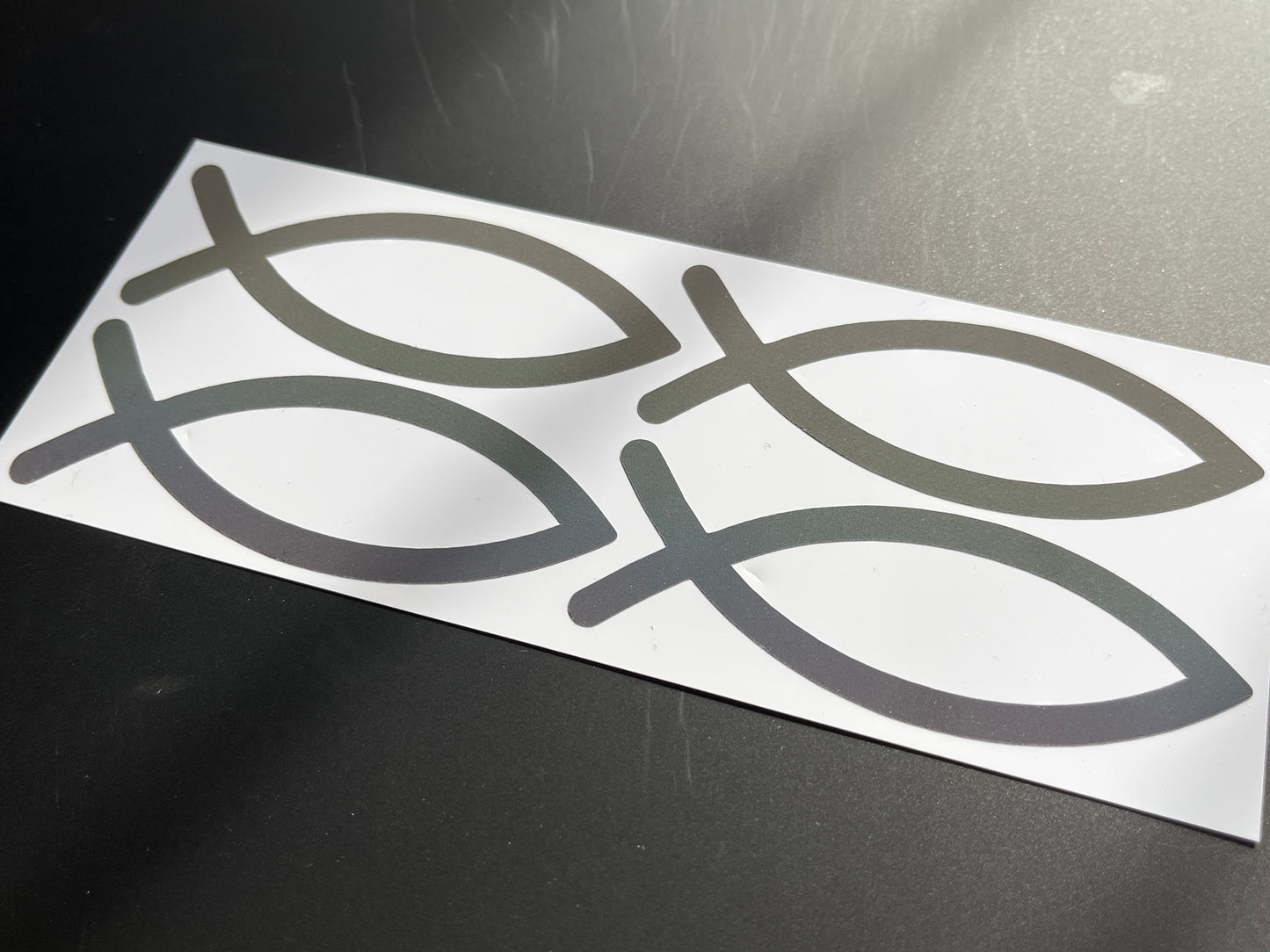 Jesus Fish Ichthys (Medium) Reflective Rainbow Bright Bike Stickers