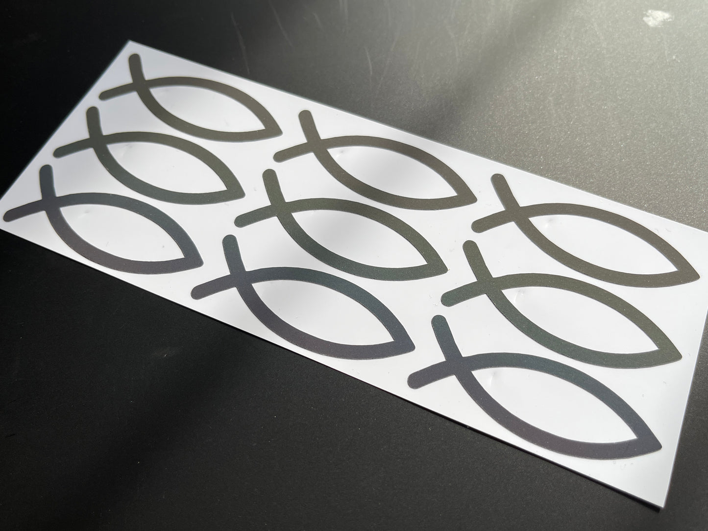 Jesus Fish Ichthys (Small) Reflective Rainbow Bright Bike Stickers