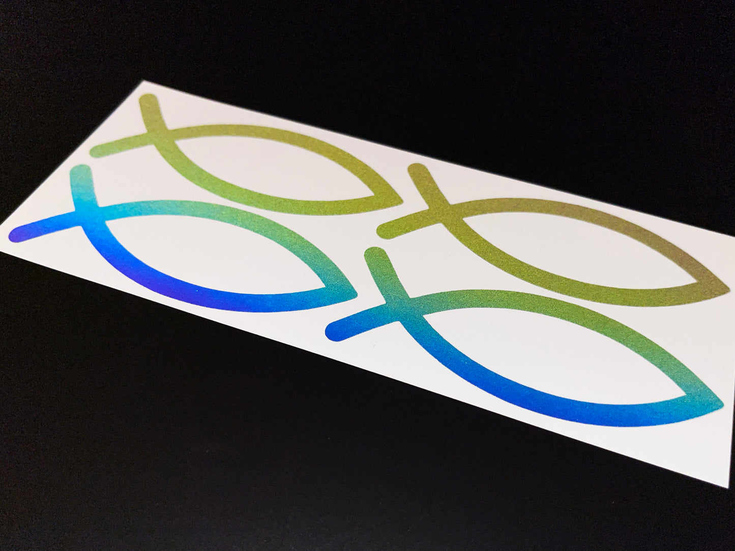 Jesus Fish Ichthys (Medium) Reflective Rainbow Bright Bike Stickers