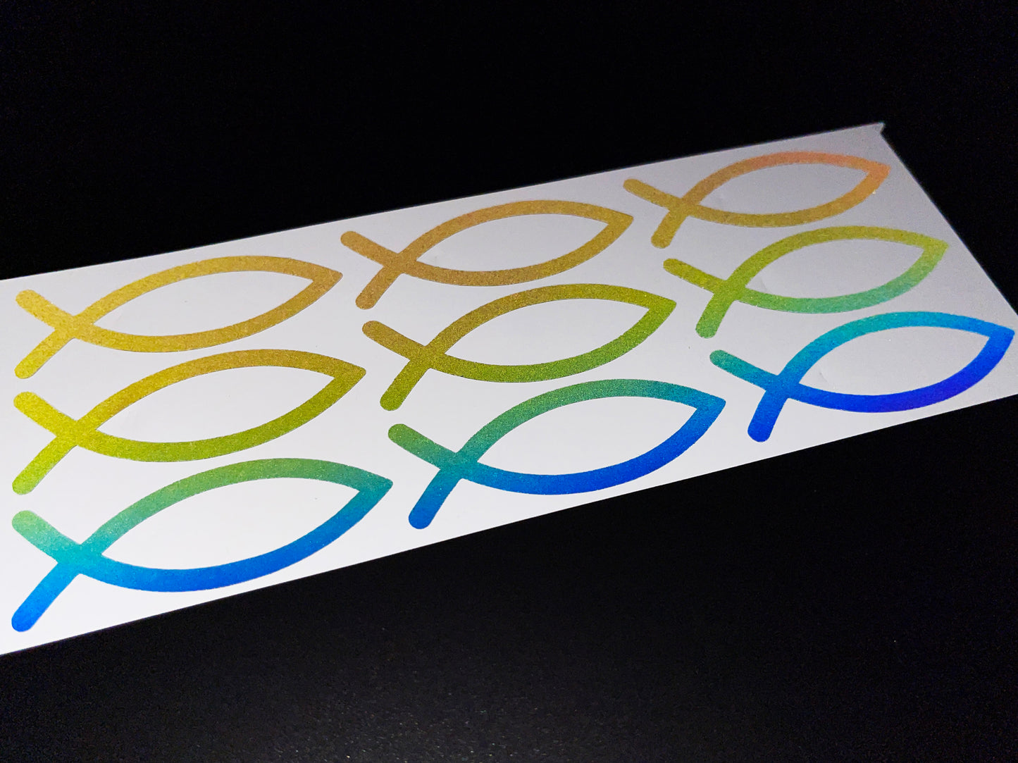 Jesus Fish Ichthys (Small) Reflective Rainbow Bright Bike Stickers