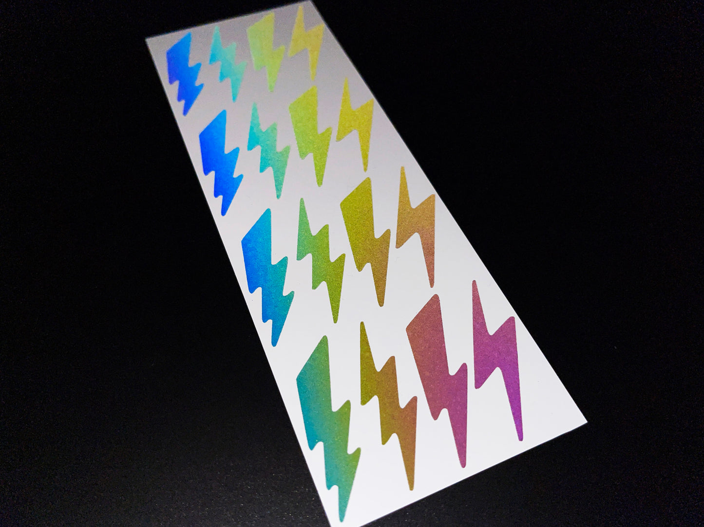 Lightning Bolt Reflective Rainbow Bright Bike Stickers