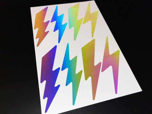 Lightning Bolt (Large) Reflective Rainbow Bright Bike Stickers