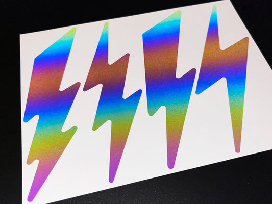 Lightning Bolt (Extra Large) Reflective Rainbow Bright Bike Stickers