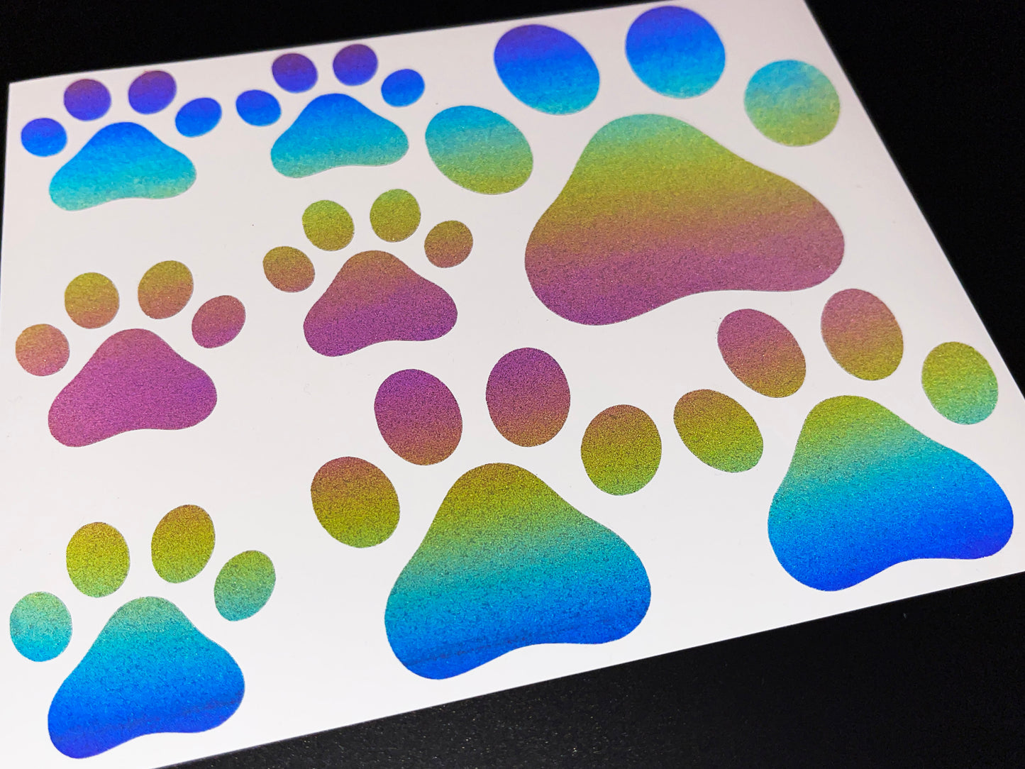 Paw Print (Assorted) Reflective Rainbow Bright Bike Stickers