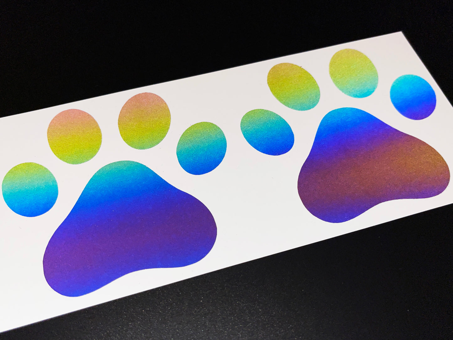 Paw Print (Medium) Reflective Rainbow Bright Bike Stickers