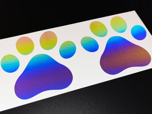 Paw Print (Medium) Reflective Rainbow Bright Bike Stickers