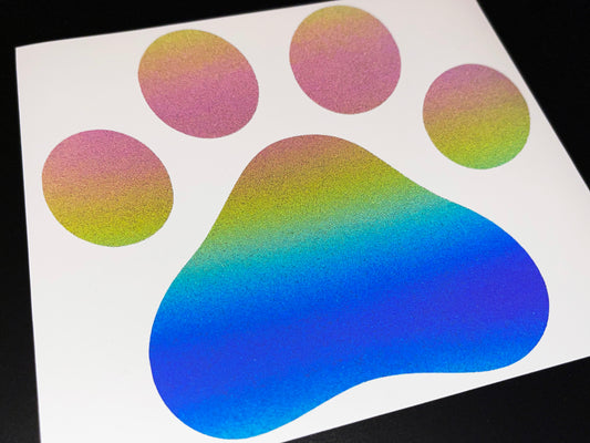 Paw Print (Large) Reflective Rainbow Bright Bike Stickers