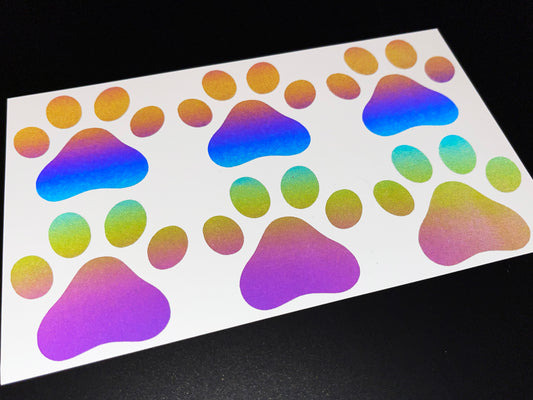 Paw Print (Small) Reflective Rainbow Bright Bike Stickers