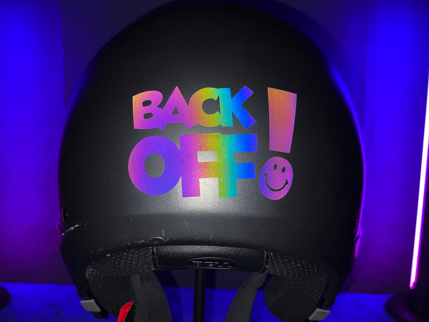 Reflective Rainbow Bright Back Off Motorcycle Helmet Stickers