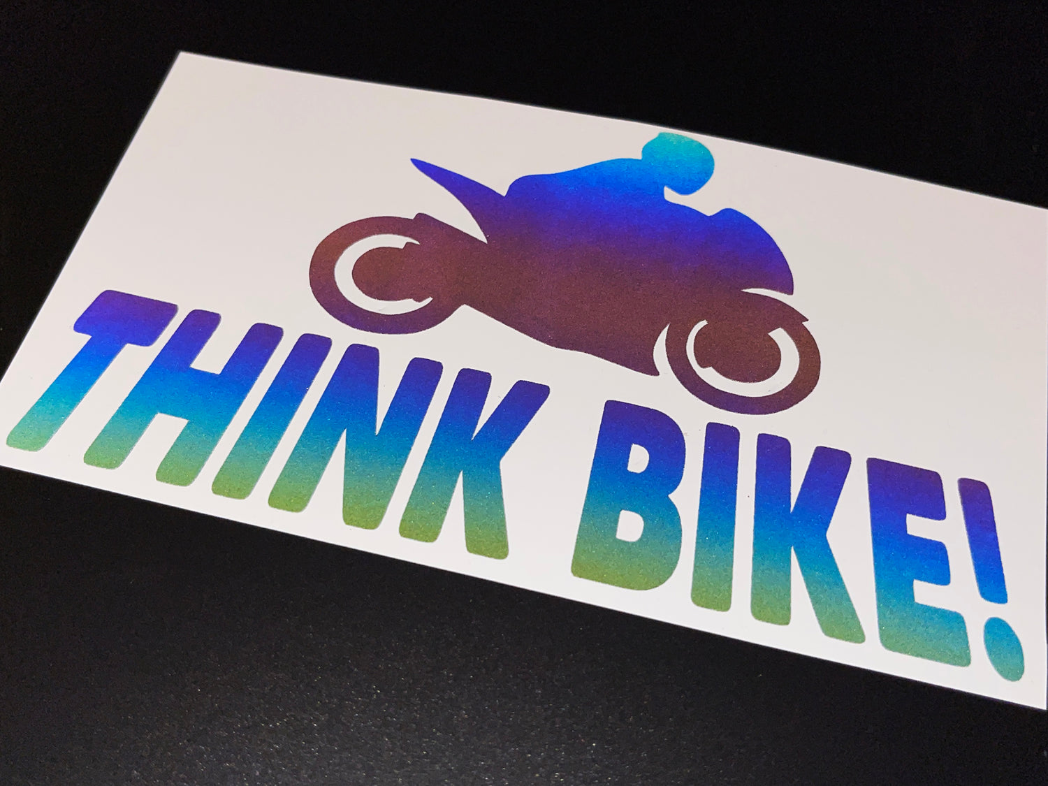 Reflective Rainbow Bright Think Bike Stacked Motorcycle Helmet Sticker reflective-rainbow-bright-think-bike-stacked-motorcycle-helmet-sticker