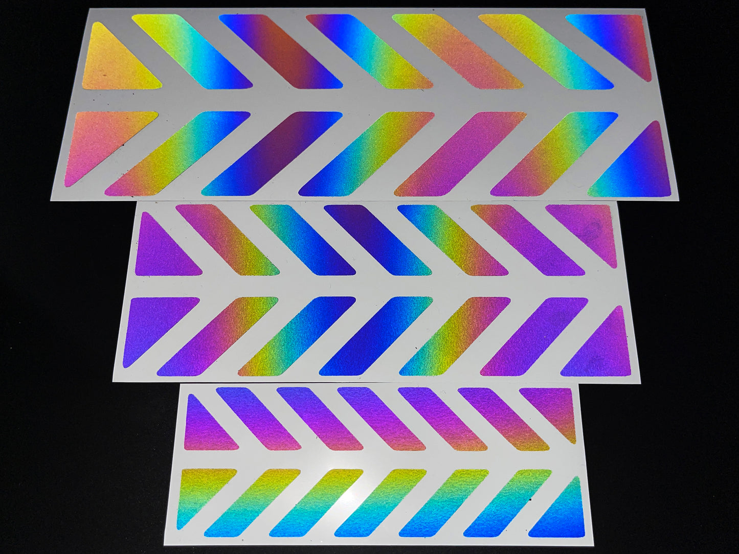 Rainbow Bright Reflective Universal Motorcycle Pannier Chevron Stickers