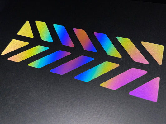 Rainbow Bright Reflective Universal Motorcycle Pannier Chevron Stickers