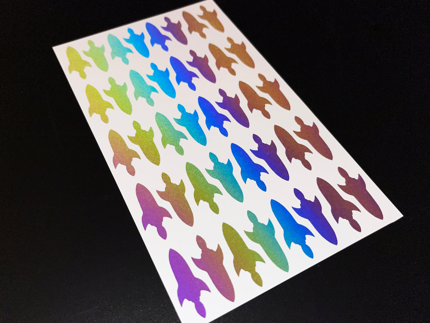 Rocket (Extra Small) Reflective Rainbow Bright Bike Stickers