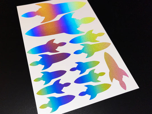 Rocket (Assorted) Reflective Rainbow Bright Bike Stickers