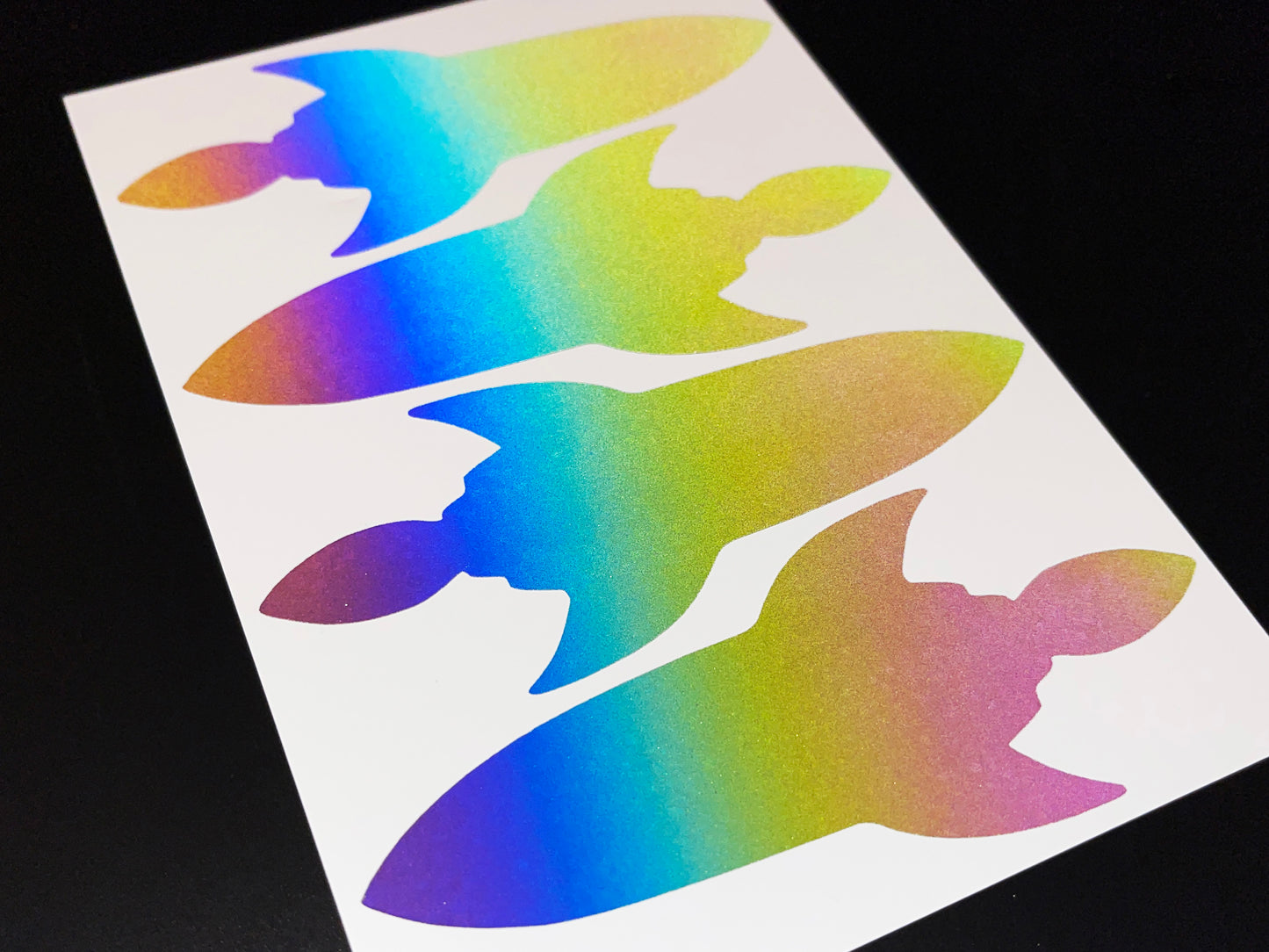 Rocket (Large) Reflective Rainbow Bright Bike Stickers