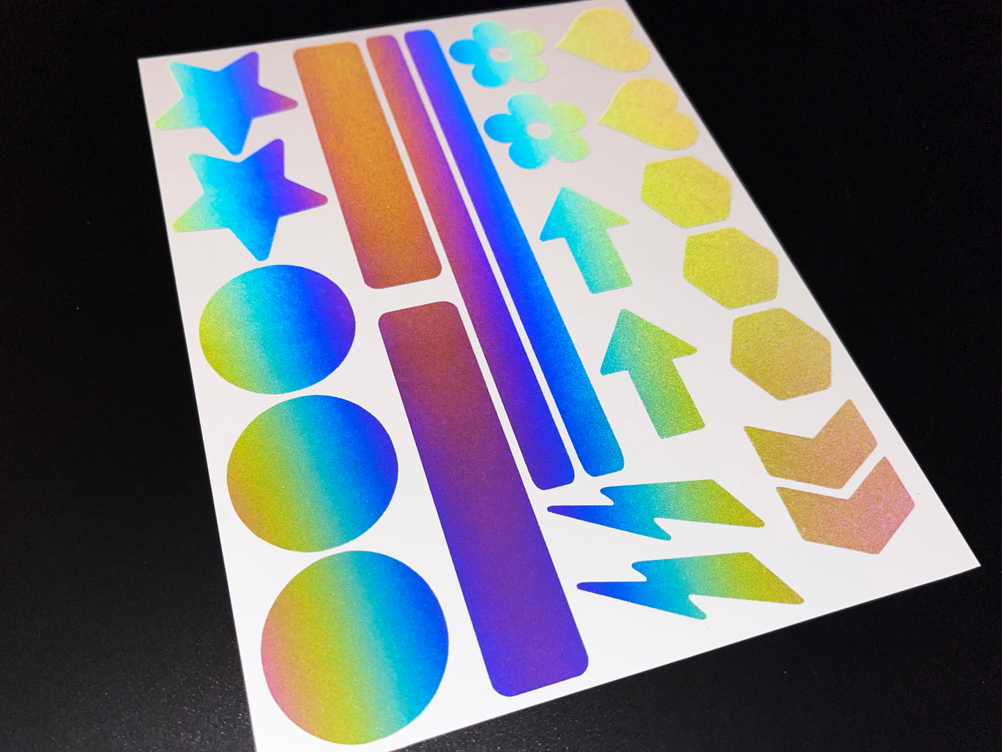 Shape Assortment Reflective Rainbow Bright Bike Stickers