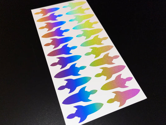 Rocket (Small) Reflective Rainbow Bright Bike Stickers