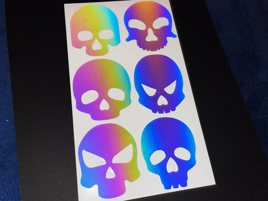 Skull Mix Reflective Rainbow Bright Bike Stickers