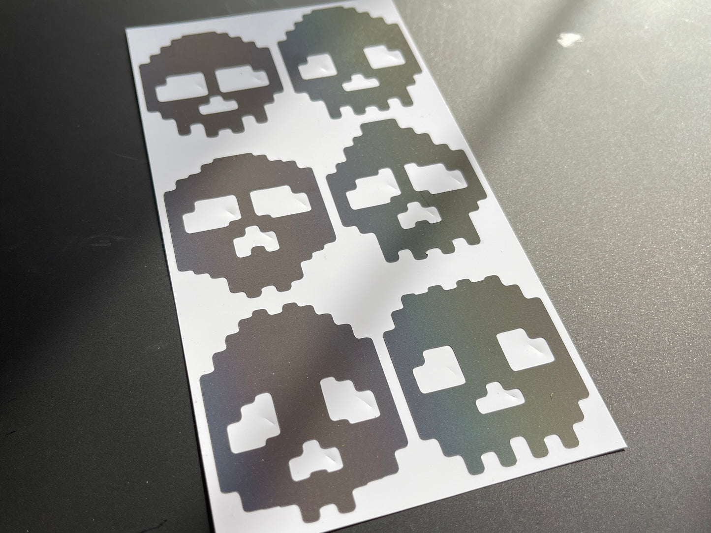 Skull (Medium) Reflective Rainbow Bright Bike Stickers