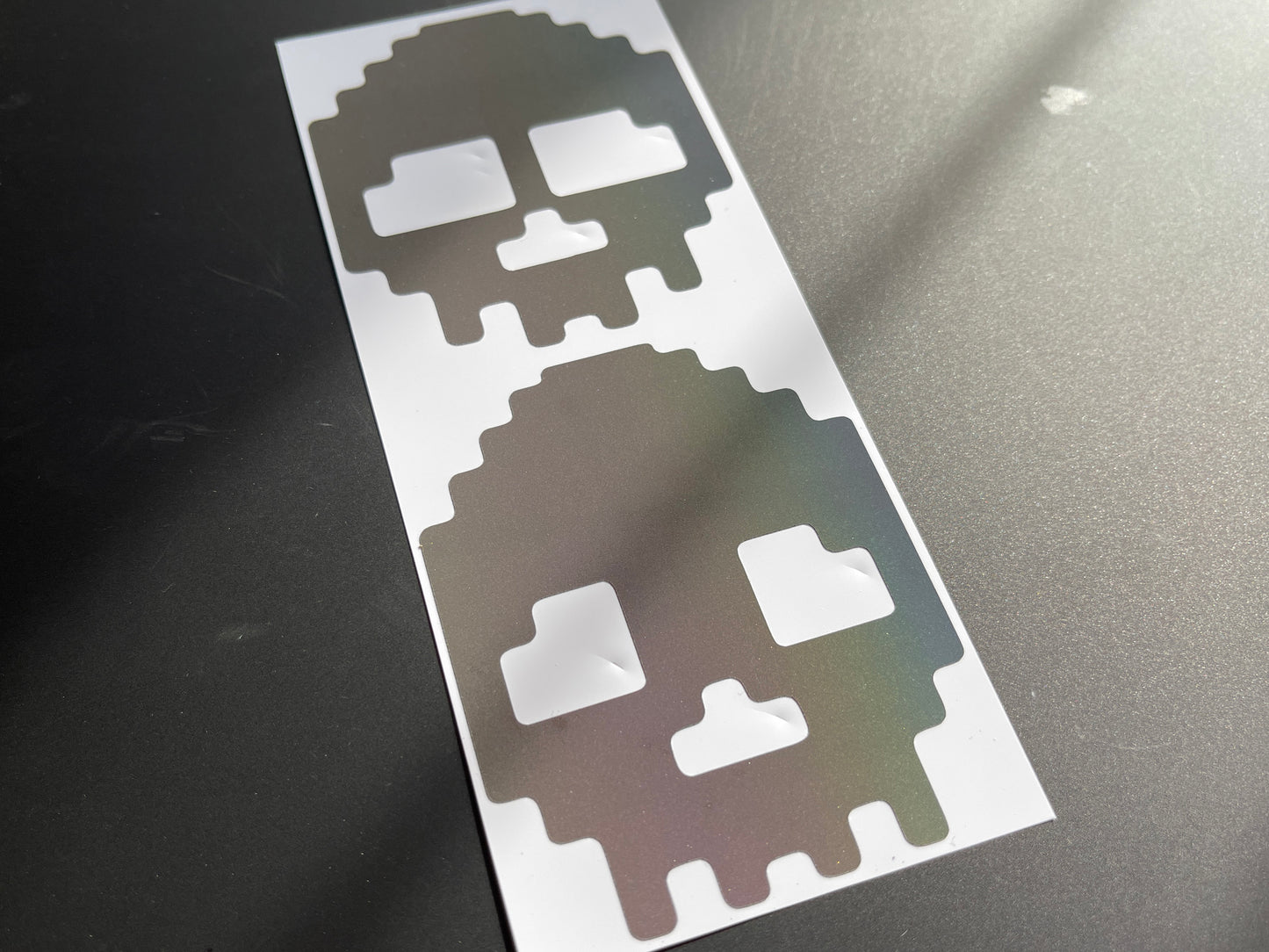 Skull (Large) Reflective Rainbow Bright Bike Stickers