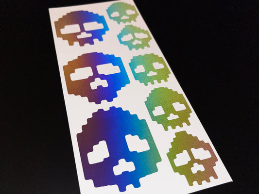 Skull (Assorted) Reflective Rainbow Bright Bike Stickers