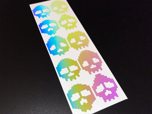Skull (Small) Reflective Rainbow Bright Bike Stickers