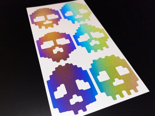 Skull (Medium) Reflective Rainbow Bright Bike Stickers