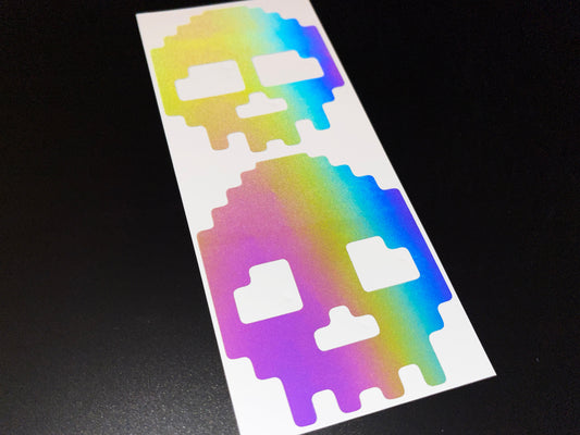 Skull (Large) Reflective Rainbow Bright Bike Stickers
