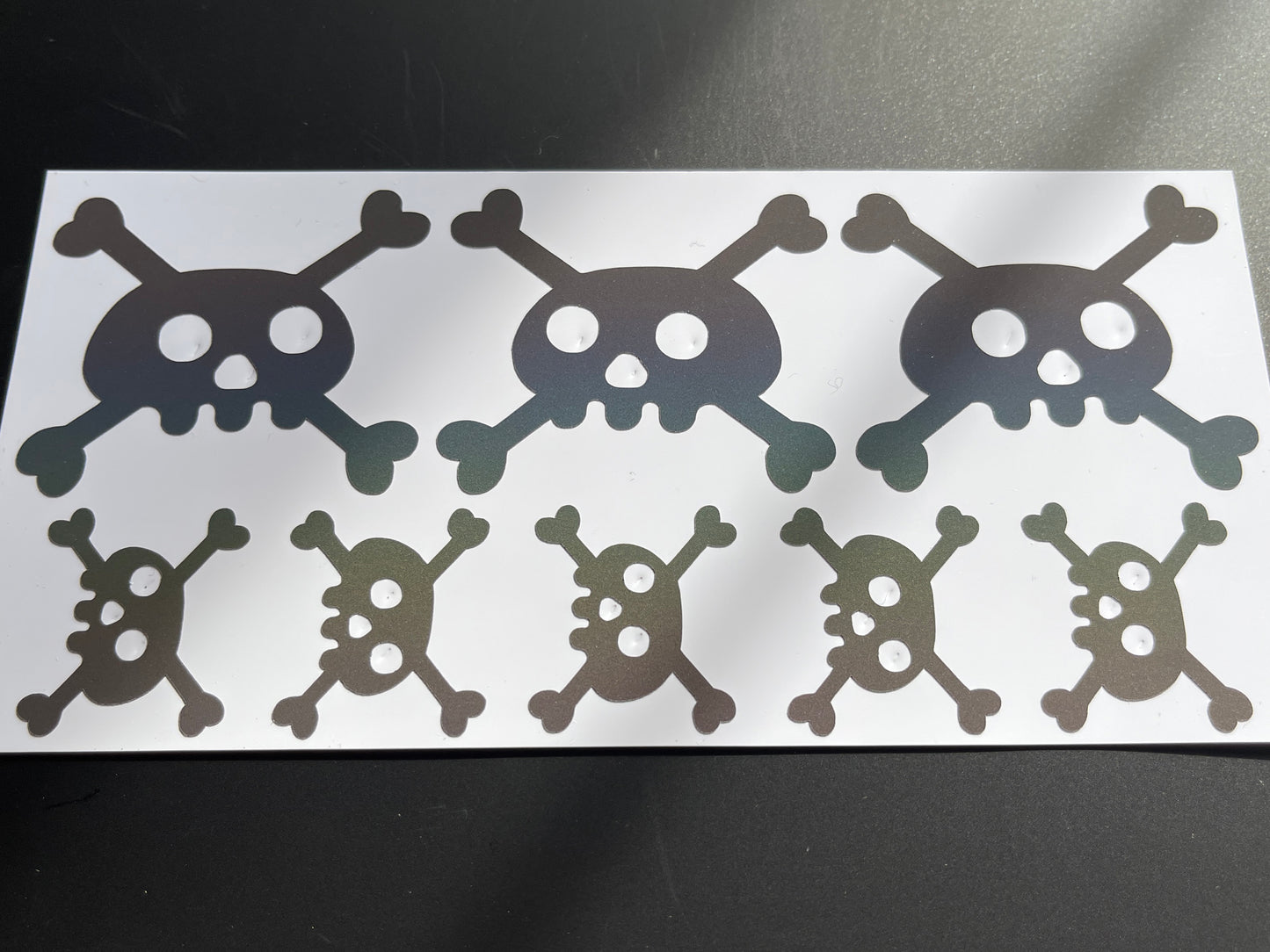 Skull and Crossbones (Assorted) Reflective Rainbow Bright Bike Stickers