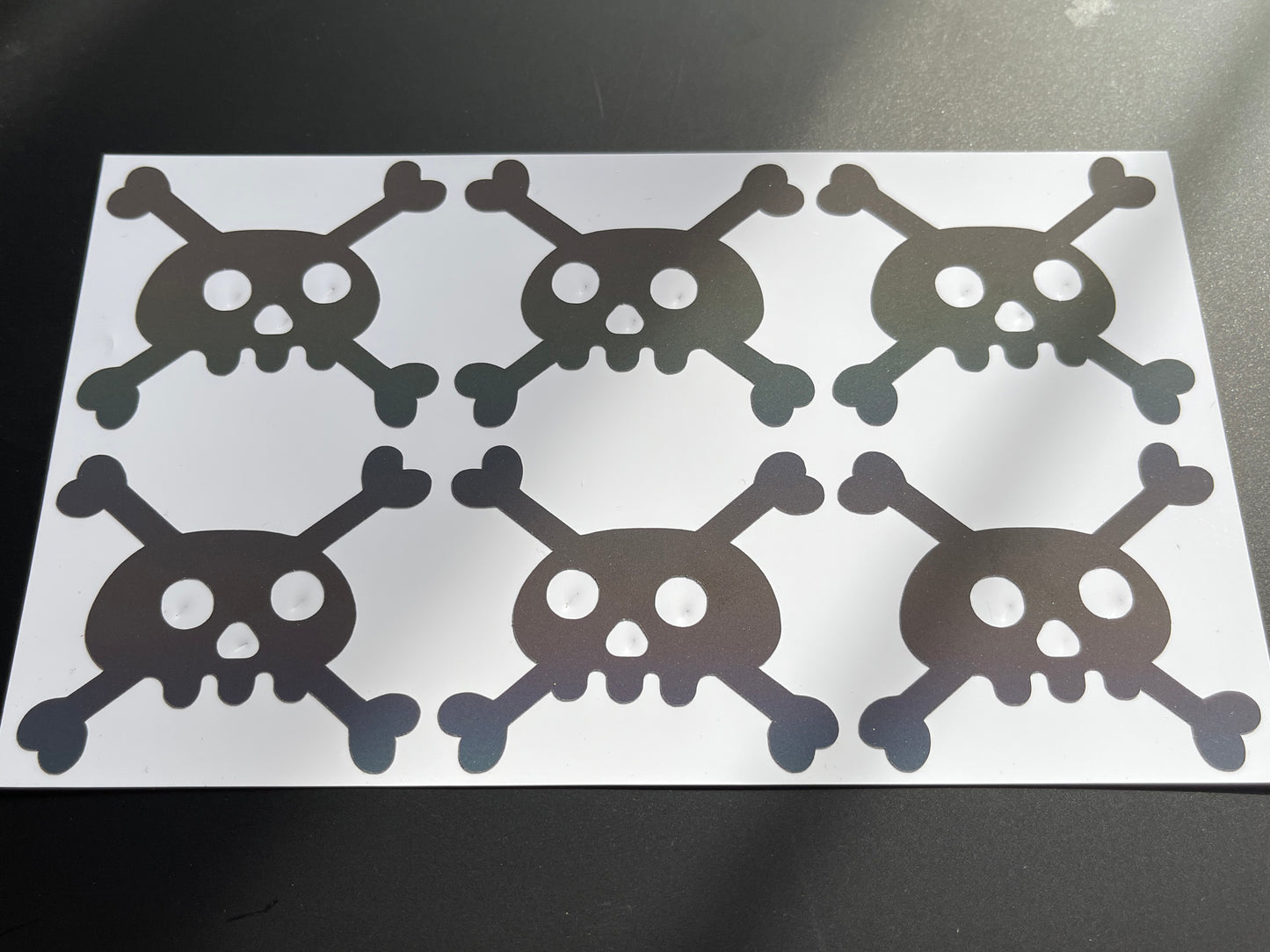 Skull and Crossbones (Medium) Reflective Rainbow Bright Bike Stickers