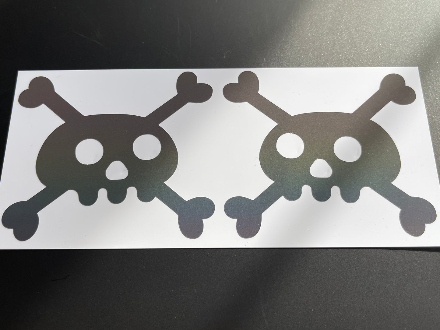Skull and Crossbones (Large) Reflective Rainbow Bright Bike Stickers