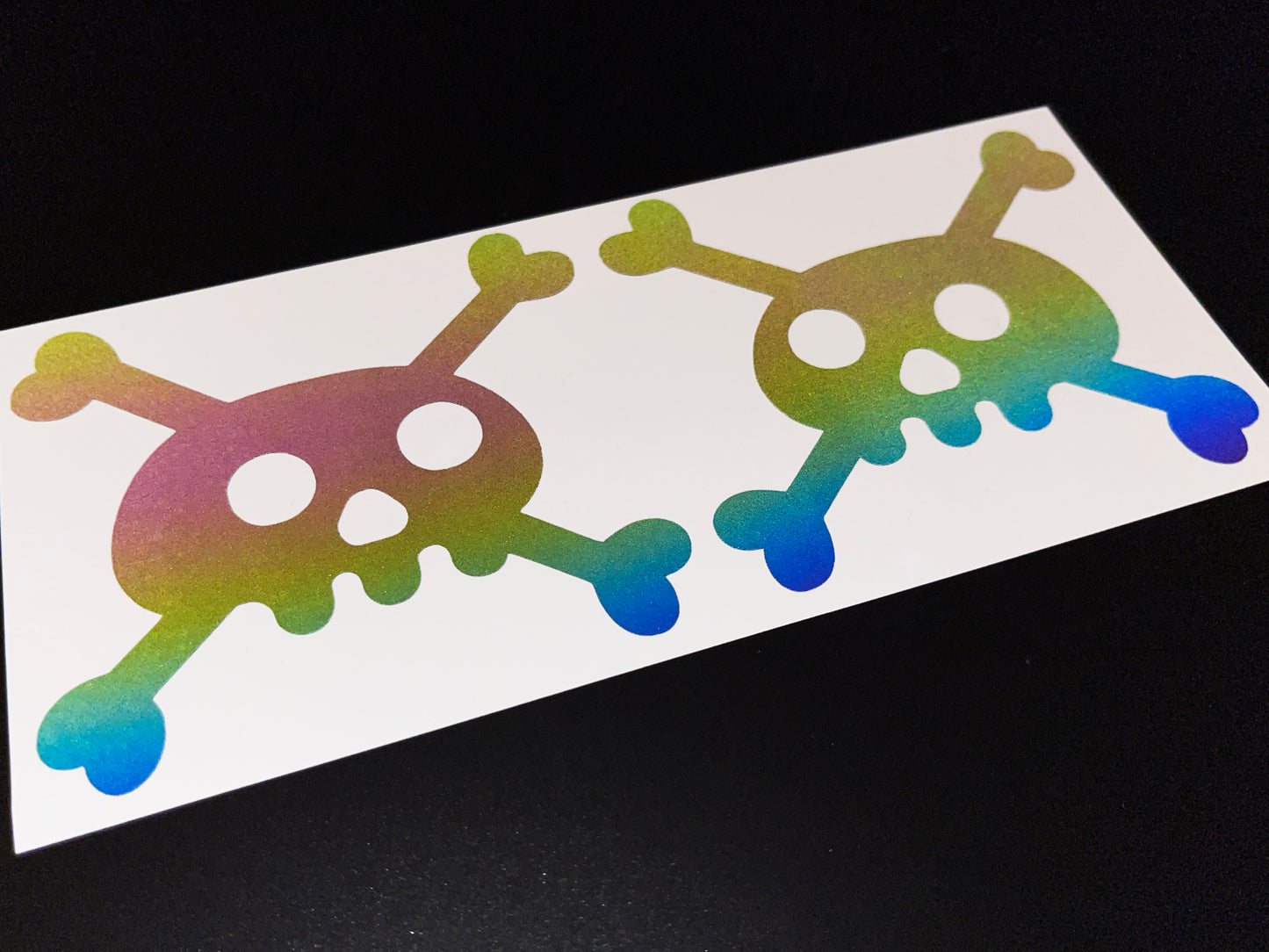 Skull and Crossbones (Large) Reflective Rainbow Bright Bike Stickers