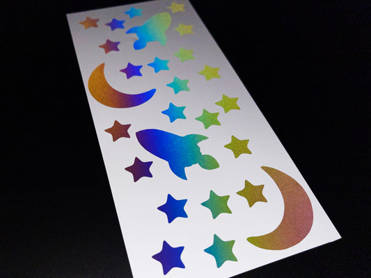 Space Reflective Rainbow Bright Bike Stickers