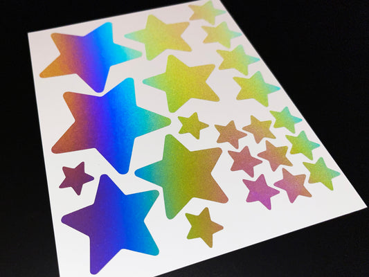 Star (Assorted) Reflective Rainbow Bright Bike Stickers