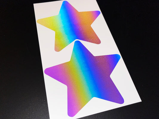 Star (Extra Large) Reflective Rainbow Bright Bike Stickers