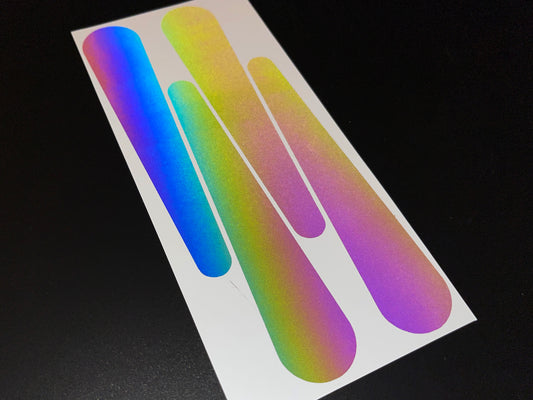 Reflective Rainbow Bright Tapered Motorcycle Helmet Stickers