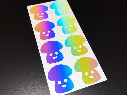 Toadstool (Small) Reflective Rainbow Bright Bike Stickers