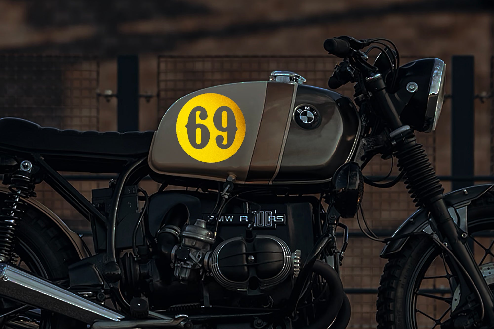 REFLECTIVE 9cm (2 Supplied) Vintage Cafe Racer Style Motorcycle Gas Fu ...