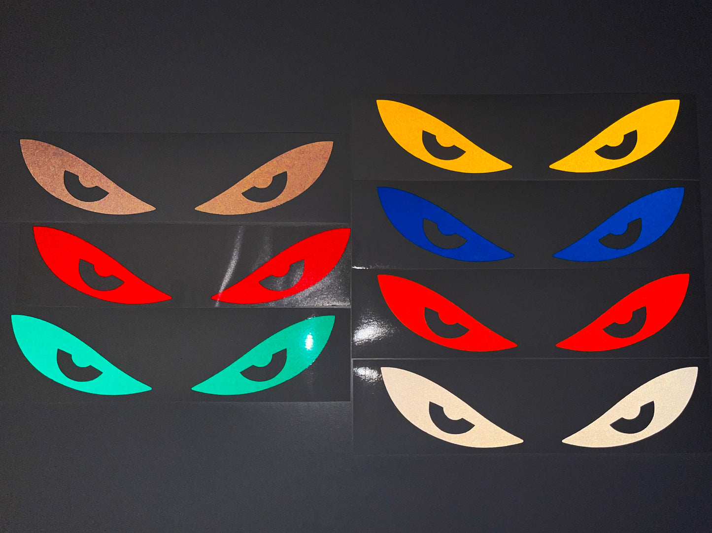 Valueviz Reflective Die Cut Evil Eyes (Design 7) Motorcycle Helmet Stickers