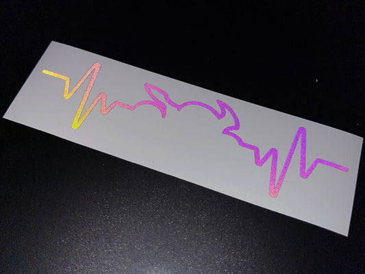 Rainbow Bright Reflective Motorcycle Heartbeat Sticker