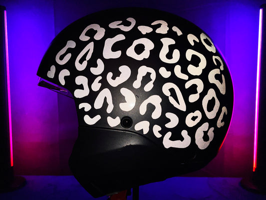 Valueviz Reflective Leopard Print Motorcycle Helmet Stickers Kit