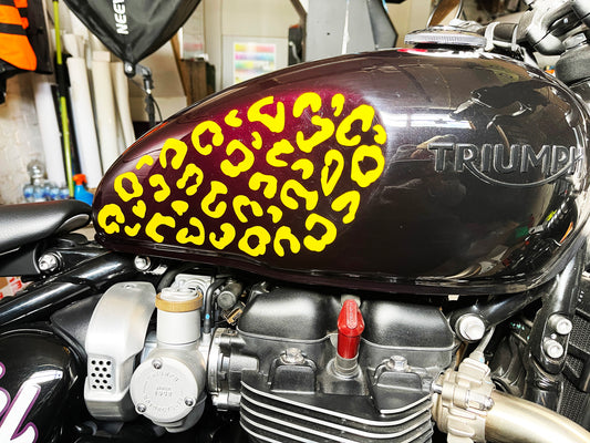 Valueviz Reflective Leopard Print Motorcycle Fuel Tank Fairings Stickers Kit