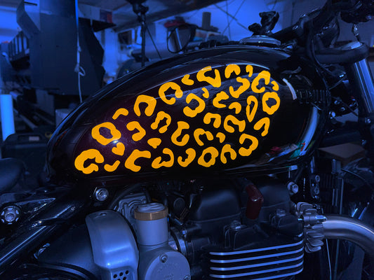 Valueviz Reflective Leopard Print Motorcycle Fuel Tank Fairings Stickers Kit