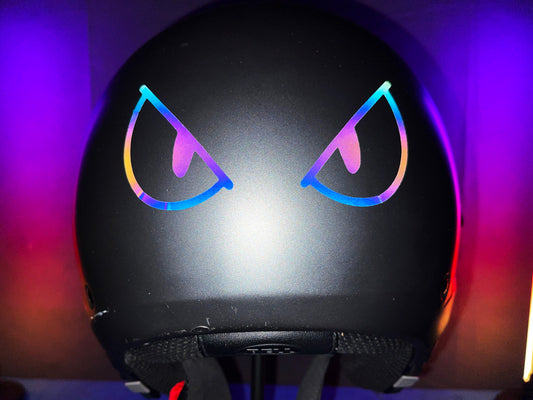 Reflective Rainbow Bright Evil Eyes Motorcycle Helmet Stickers Design 10