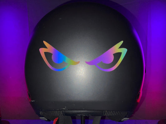Reflective Rainbow Bright Evil Eyes Motorcycle Helmet Stickers Design 13