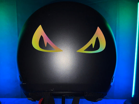 Reflective Rainbow Bright Evil Eyes Motorcycle Helmet Stickers Design 2