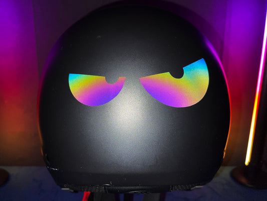 Reflective Rainbow Bright Evil Eyes Motorcycle Helmet Stickers Design 4