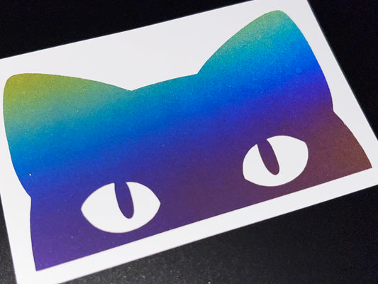 Reflective Rainbow Bright Peeping Cat Head Motorcycle Helmet Stickers