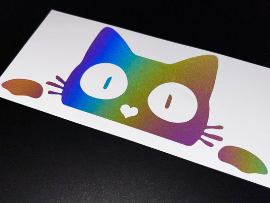 Reflective Rainbow Bright Peeping Cat Motorcycle Helmet Stickers